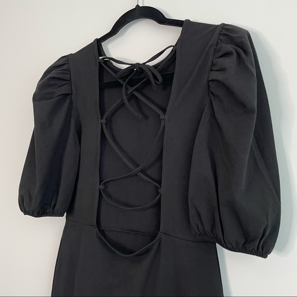 ONLY Black Cotton Bishop Sleeves Cocktail Dress - Picture 7 of 9